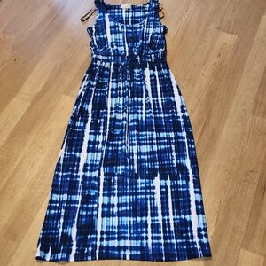 Calvin Klein Blue and White Tie-Dye Maxi Dress